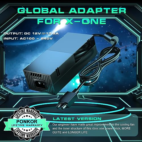 Ponkor Power Supply for Xbox One, AC Cord Replacement Power Brick Adapter 100-240V Voltage Compatible with Xbox One