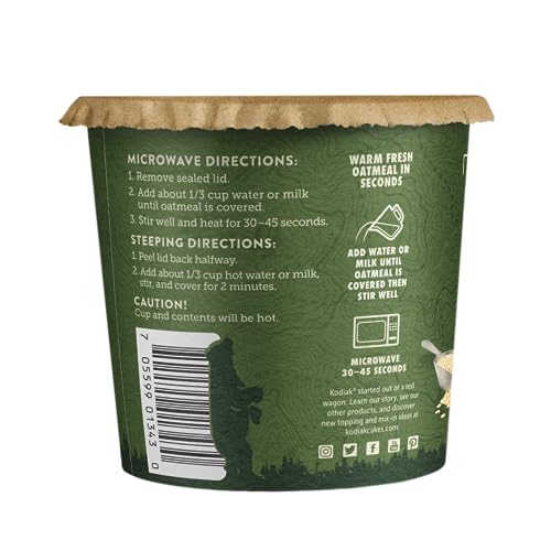 Kodiak Cakes Instant Protein Maple & Brown Sugar Oatmeal in a Cup, 2.12oz (Pack of 12)