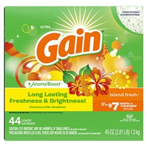 Gain Powder Laundry Detergent for Regular and HE Washers, Island Fresh Scent, 44 Loads, 45oz (Pack of 1)
