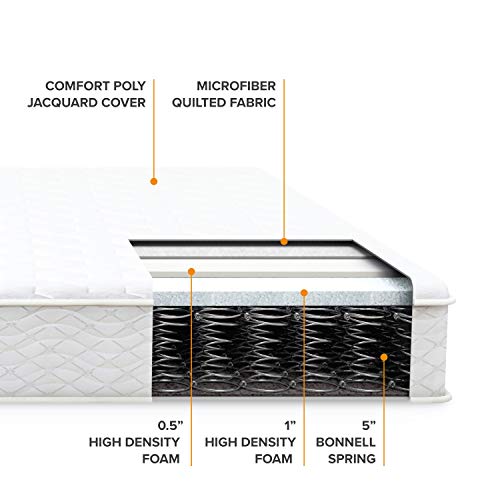 Best Price Mattress 6 Inch Tight Top Innerspring Mattress - Comfort Foam Top with Bonnell Spring Base, CertiPUR-US Certified Foam, Twin,White