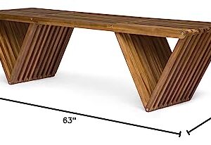 Christopher Knight Home Esme Outdoor Acacia Wood Bench, Teak Finish