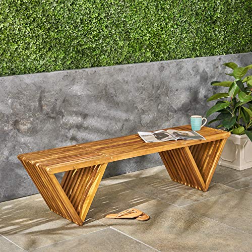 Christopher Knight Home Esme Outdoor Acacia Wood Bench, Teak Finish