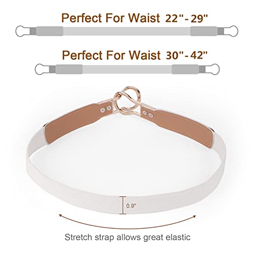 WERFORU Women Skinny Belt for Dresses Retro Stretch Ladies Waist Belt Plus Size Set of 4 (Fits Waist 22"-29", a-black+brown+white+gray)