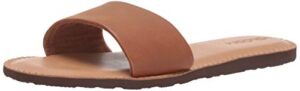 volcom women's simple synthetic leather strap slide sandal, tan, 5 b us