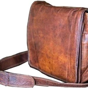 VC VINTAGE COUTURE 18 inch Leather Full Flap Messenger Handmade Bag Laptop Bag Satchel Bag Padded Messenger Bag Brown (Brown)