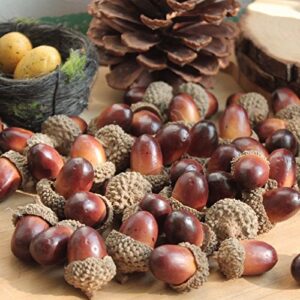 onwon 100pcs simulation artificial lifelike small acorn with natural acorn cap for diy decoration crafting home house kitchen decor - fake fruit props acorns