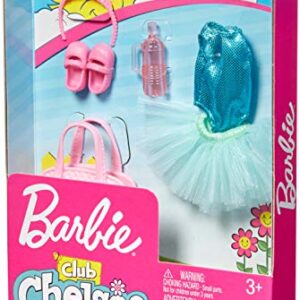 Barbie Club Chelsea Accessory Pack, Ballet-Themed Clothing and Accessories for Small Dolls, 6 Pieces for 3 to 7 Year Olds Include Tutu and Dance Bag