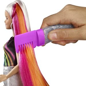 Barbie Doll, Rainbow Sparkle Hair with Extra Long 7.5-Inch Blonde Rainbow Hair, Sparkle Gel & Comb with Styling Accessories