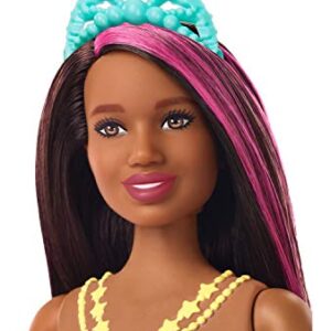 Barbie Dreamtopia Sparkle Lights Mermaid Doll with Swimming Motion and Underwater Light Shows, Approx 12-inch with Pink-Streaked Brunette Hair, Gift for 3 to 7 Year Olds