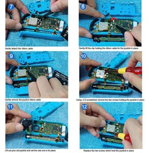 Veanic Replacement Joystick Analog Thumb Stick Repair Kit for Nintendo Switch/Switch OLED Model/Switch Lite Joy-Con Controller - Include Y1.5, Cross Screwdriver, Pry Tools + 2 Thumbstick Caps