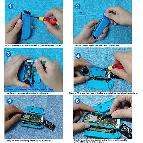 Veanic Replacement Joystick Analog Thumb Stick Repair Kit for Nintendo Switch/Switch OLED Model/Switch Lite Joy-Con Controller - Include Y1.5, Cross Screwdriver, Pry Tools + 2 Thumbstick Caps