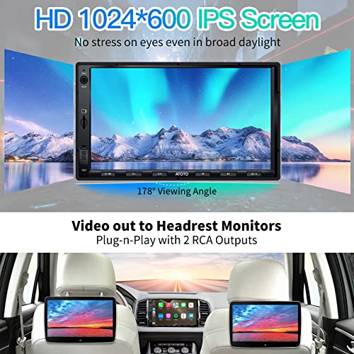 [Upgrade] ATOTO Double Din Car Stereo with Wireless CarPlay,Wireless Android Auto,7in IPS Touchscreen,Bluetooth,Phone Mirroring,HD LRV Camera,USB Video & Audio,F7G2A7WE-S01