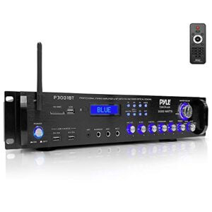 pyle bluetooth hybrid amplifier receiver - 3000 watt home theater pre-amplifier with wireless streaming ability, mp3/usb/sd/aux/fm radio - p3001bt
