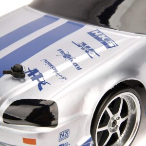 Jada Toys Fast & Furious Brian's Nissan Skyline GT-R (BN34) Drift Power Slide RC Radio Remote Control Toy Race Car with Extra Tires, 1:10 Scale, Silver/Blue (99701)