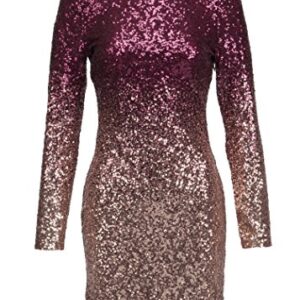 Womens Ombre Sequin Dress Bodycon Glitter Cocktail Dress Large