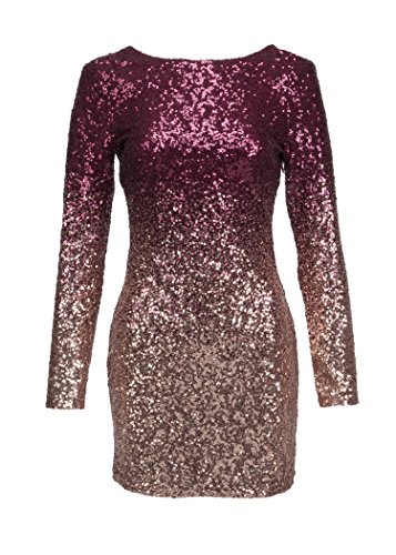 Womens Ombre Sequin Dress Bodycon Glitter Cocktail Dress Large