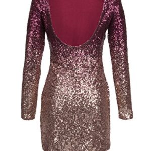 Womens Ombre Sequin Dress Bodycon Glitter Cocktail Dress Large