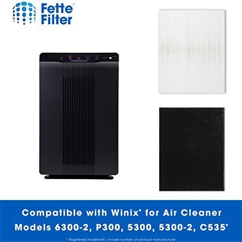 Fette Filter - 115115 Premium True HEPA H13 Filter Compatible with Winix Filter A 115115 Size 21 Plasma Wave Air Purifier AM90 P300 5300 5500 5300-2 6300-2 6300 C909 9800 C535 2 + 8 Pack