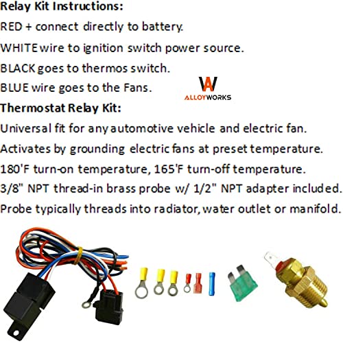 ALLOYWORKS CC161 4 Row All Aluminum Radiator for 1968-1980 Chevy Suburban K5 Blazer El Camino Malibu Jimmy Camaro Caprice Crossflow Radiators Shroud Fan Thermostat Relay Kit AT MT 33" Overall Width