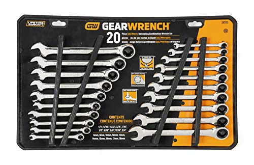 GEARWRENCH 20 Piece Ratcheting Wrench Set, SAE/Metric - 35720