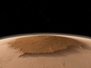 posterazzi artist's concept of the northwest side of the olympus mons volcano on mars poster print, (16 x 12)