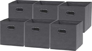 6 pack - simplehouseware foldable cube storage bin with handle, dark grey