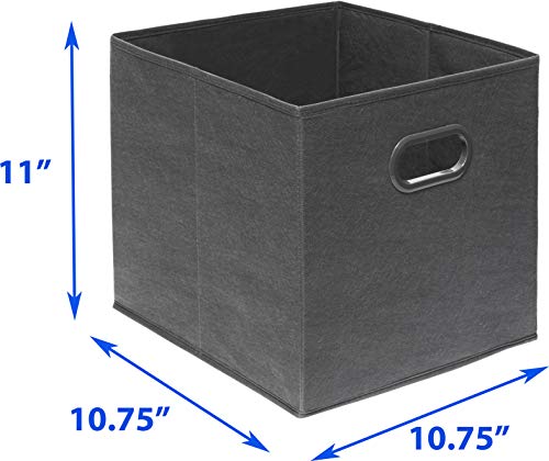 6 Pack - SimpleHouseware Foldable Cube Storage Bin with Handle, Dark Grey