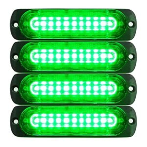 primelux strobe lights for trucks green 4.4-inch emergency lights for vehicles and cars 10 led ultra slim strobe led lighthead external emergency grille surface mounting lights (4-pack)