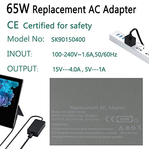 65W AC Adapter Laptop Charger for Microsoft Surface Pro 3 Pro 4 Pro 5 Pro 6 Surface Go Surface Book Portable Charger Power Supply Case