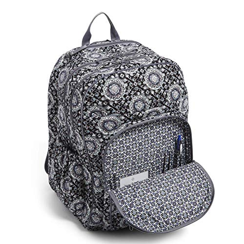 Vera Bradley Women's Cotton XL Campus Backpack, Charcoal Medallion, One Size