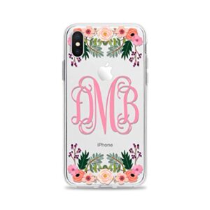 Case Charming Monogram Case for iPhone 14 Pro Max 13 mini 12 11 Xr Xs X 10s 10r 10 8 Plus 7 Se Personalized Custom Initials Clear Transparent See Through Rubber Cover