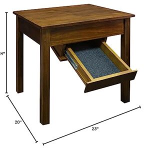 Casual Home Kennedy End Table Drawer, Concealment Furniture, Warm Brown