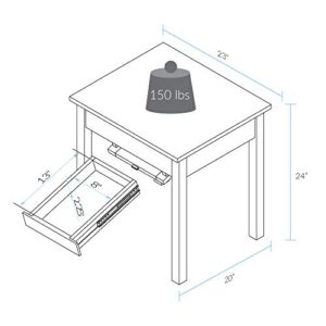 Casual Home Kennedy End Table Drawer, Concealment Furniture, Warm Brown