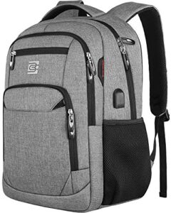 laptop backpack,business travel anti theft slim durable laptops backpack with usb charging port,water resistant college computer bag for women & men fits 15.6 inch laptop and notebook - grey
