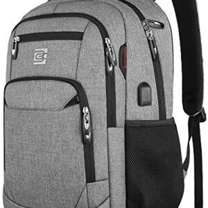 Laptop Backpack,Business Travel Anti Theft Slim Durable Laptops Backpack with USB Charging Port,Water Resistant College Computer Bag for Women & Men Fits 15.6 Inch Laptop and Notebook - Grey