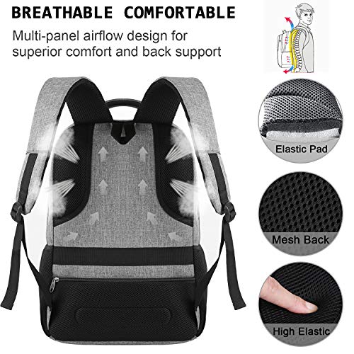 Laptop Backpack,Business Travel Anti Theft Slim Durable Laptops Backpack with USB Charging Port,Water Resistant College Computer Bag for Women & Men Fits 15.6 Inch Laptop and Notebook - Grey