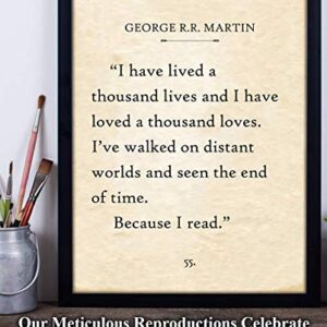 George R.R. Martin - I Have Lived A Thousand Lives - 11x14 Unframed Typography Book Page Print - Great Gift and Decor for Library, Classroom and Home Under $15