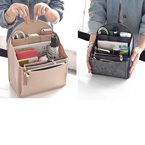VANCORE Felt Backpack Organizer Insert for Rucksack Handbag Shoulder Bag (Beige,Small)