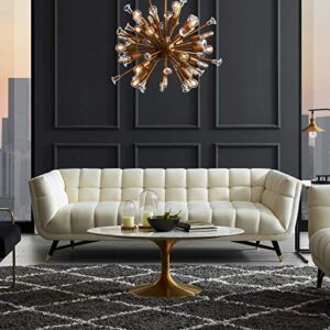 modway adept contemporary mid-century modern performance velvet upholstered tufted sofa in ivory