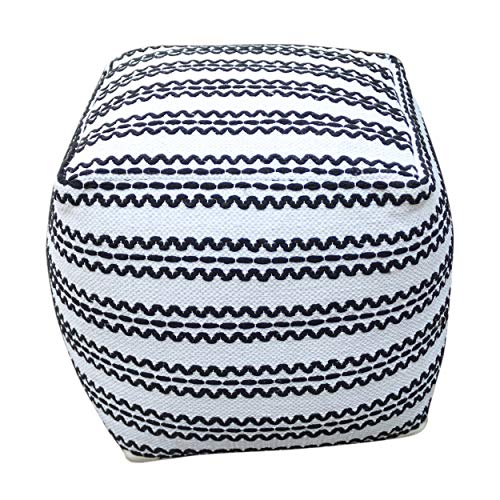 Christopher Knight Home Davis Boho Cotton Pouf, Natural and Black