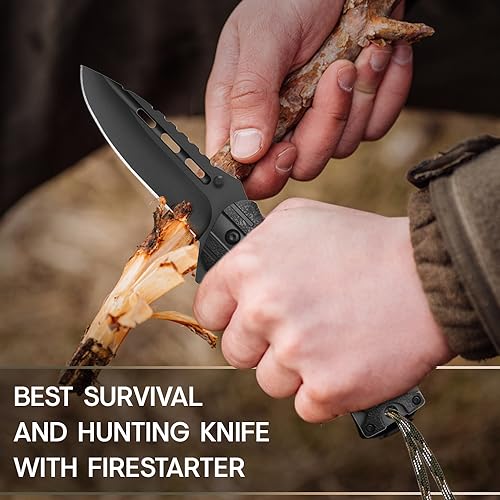 Grand Way Pocket Knife - Tactical Folding Knife - Spring Assisted Knife with Fire Starter Paracord Handle - Best EDC Survival Hiking Hunting Camping Knife - Knife with Firestarter and Whistle 6772