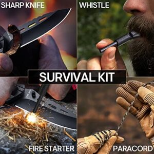 Grand Way Pocket Knife - Tactical Folding Knife - Spring Assisted Knife with Fire Starter Paracord Handle - Best EDC Survival Hiking Hunting Camping Knife - Knife with Firestarter and Whistle 6772