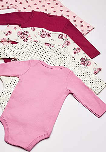 Hudson Baby Unisex Baby Cotton Long-sleeve Bodysuits, Rose, 9-12 Months