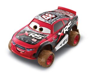 mattel disney cars toys xrs mud racing racing t. g. castlenut vehicle 155 scale die-casts, real suspensions, off-road, dirt-splashed design, all-terrain wheels, ages 3 and upâ€‹