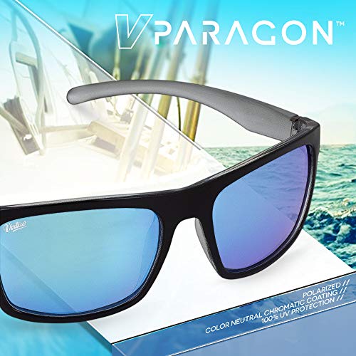VIRTUE V-Paragon Polarized Sunglasses - Polished Black with Ice Lens