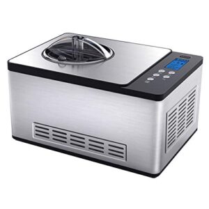 whynter icm-220ssy automatic 2 quart capacity stainless steel bowl & yogurt function, built-in compressor, no pre-freezing, lcd digital display, timer, stainless steel-ice cream + yogurt maker