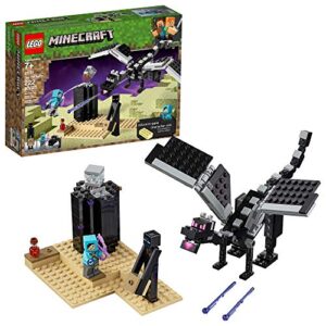 lego minecraft the end battle 21151 ender dragon building kit includes dragon slayer and enderman toy figures for dragon fighting adventures (222 pieces)