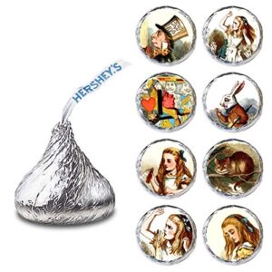 Alice in Wonderland Labels for Hershey's Kisses Chocolates by Adore By Nat - Candy Stickers Party Favors - Set of 240