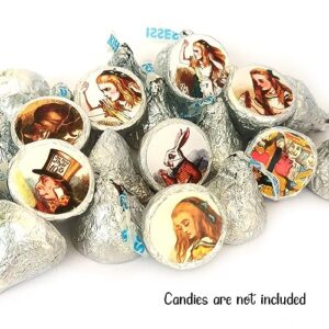 Alice in Wonderland Labels for Hershey's Kisses Chocolates by Adore By Nat - Candy Stickers Party Favors - Set of 240