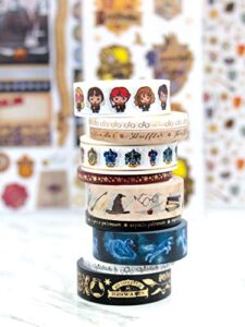 paper house productions harry potter foil accent 10 piece fan favorites washi tape pack with 5 15mm rolls and 5 5mm rolls